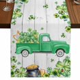 thumbnail image 1 of Table Runners 72 Inches Long Dress Scarves, St. Patrick's Day Farmhouse Kitchen Table Runner, Coffee Tablerunners, Green Truck Lucky Shamrocks Rustic Wooden 14x72 Inch, 1 of 9