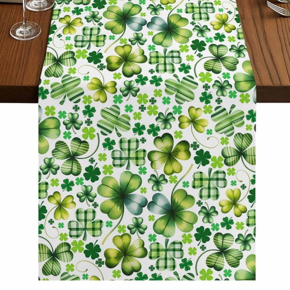 Table Runners 72 Inches Long Dress Scarves, St. Patrick's Day Farmhouse Kitchen Table Runner, Coffee Tablerunners, Lucky Shamrocks Spring Country Leaves 16x72 Inch