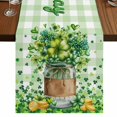 thumbnail image 1 of Table Runners 72 Inches Long Dress Scarves, St. Patrick's Day Farmhouse Kitchen Table Runner, Coffee Tablerunners, Spring Botanical Clovers Coin Green Check 18x72 Inch, 1 of 9