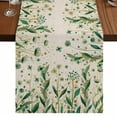 thumbnail image 1 of Table Runners 72 Inches Long Dress Scarves, St Patrick's Day Farmhouse Kitchen Table Runner, Coffee Tablerunners, Spring Leaves Green Flowers Plants Beige 18x72 Inch, 1 of 9