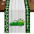 thumbnail image 1 of Table Runners 72 Inches Long Dress Scarves, St. Patrick's Day Farmhouse Kitchen Table Runner, Coffee Tablerunners, Spring Lucky Grass Truck Gray Wood Plaid 14x72 Inch, 1 of 9