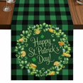 thumbnail image 1 of Table Runners 72 Inches Long Dress Scarves, St Patricks Day Farmhouse Kitchen Table Runner, Coffee Tablerunners, Spring Gold Coin Green Shamrock Plaid 16x72 Inch, 1 of 9