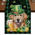 thumbnail image 1 of Table Runners 72 Inches Long Dress Scarves, St Patricks Day Farmhouse Kitchen Table Runner, Coffee Tablerunners, Watercolor Dogs Green Shamrock Plaid 14x72 Inch, 1 of 9