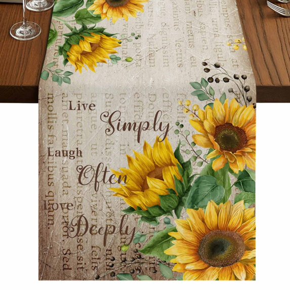 Table Runners 72 Inches Long Dress Scarves, Sunflower Farmhouse Kitchen/Dining Table Runner, Coffee Tablerunners, Yellow Floral 14x72 Inch