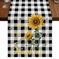 thumbnail image 1 of Table Runners 72 Inches Long Dress Scarves, Sunflowers Farmhouse Kitchen/Dining Table Runner, Coffee Tablerunners, Spring Summer Bees Floral Black Plaid 18x72 Inch, 1 of 9