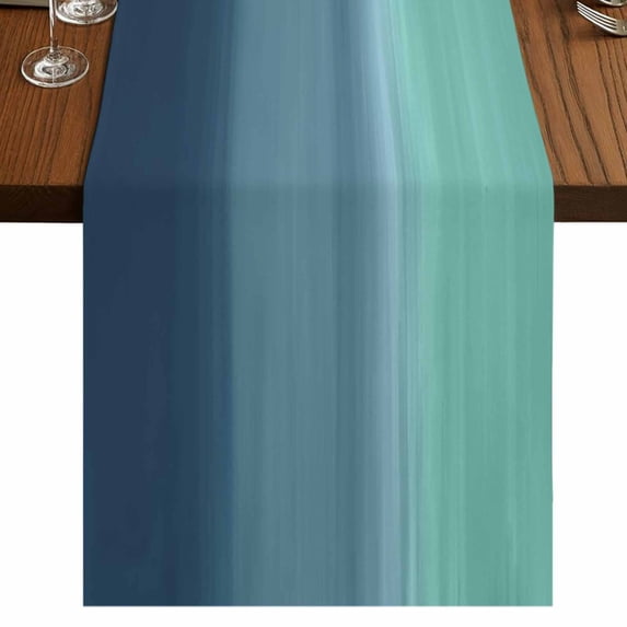Table Runners 72 Inches Long Dress Scarves, Teal Blue Ombre Farmhouse Kitchen/Dining Table Runner, Coffee Tablerunners, Modern Abstract Art Texture 13x72 Inch