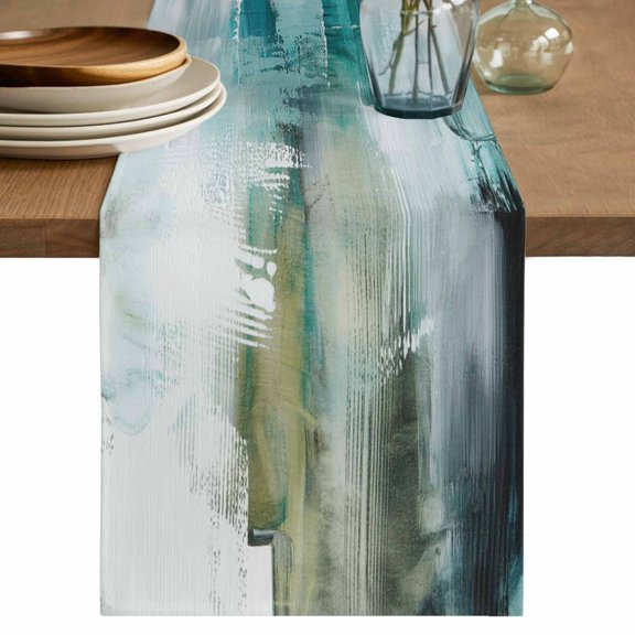 Table Runners 72 Inches Long Dress Scarves, Teal Turquoise Farmhouse Kitchen/Dining Table Decor Table Runner, Coffee Tablerunners, Modern Abstract Minimalism Ombre Art 13x72 Inch