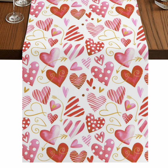 Table Runners 72 Inches Long Dress Scarves, Valentine's Day Farmhouse Kitchen Table Runner, Coffee Tablerunners, Colorful Heart Love Modern Minimalist 18x72 Inch