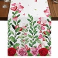 thumbnail image 1 of Table Runners 72 Inches Long Dress Scarves, Valentine's Day Farmhouse Kitchen Table Runner, Coffee Tablerunners, Pink Red Roses Love Heart Eucalyptus Leaves 16x72 Inch, 1 of 9