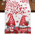 thumbnail image 1 of Table Runners 72 Inches Long Dress Scarves, Valentine's Day Farmhouse Kitchen Table Runner, Coffee Tablerunners, Red Gnomes Love Roses Romantic White 14x72 Inch, 1 of 9