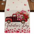 thumbnail image 1 of Table Runners 72 Inches Long Dress Scarves, Valentine's Day Farmhouse Kitchen Table Runner, Coffee Tablerunners, Red Roses Car Love Hearts Romantic Burlap 18x72 Inch, 1 of 9