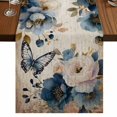 thumbnail image 1 of Table Runners 72 Inches Long Dress Scarves, Vintage Blue Floral Farmhouse Kitchen/Dining Table Runner, Coffee Tablerunners, Butterflies Watercolor Flower Tan 18x72 Inch, 1 of 9