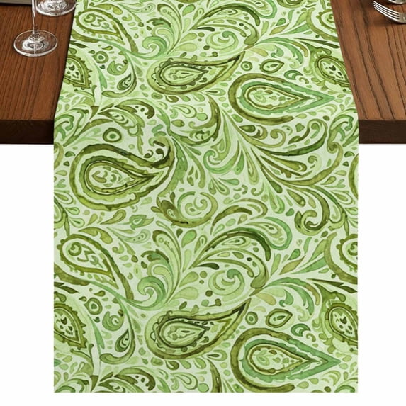 Table Runners 72 Inches Long Dress Scarves, Vintage Green Farmhouse Kitchen Table Runner, Coffee Tablerunners, Retro Botanical Abstract Art 18x72 Inch