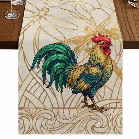 Table Runners 72 Inches Long Dress Scarves, Vintage Rooster Farmhouse Kitchen/Dining Table Runner, Coffee Tablerunners, Elegant Retro Animals Farmhouse 14x72 Inch