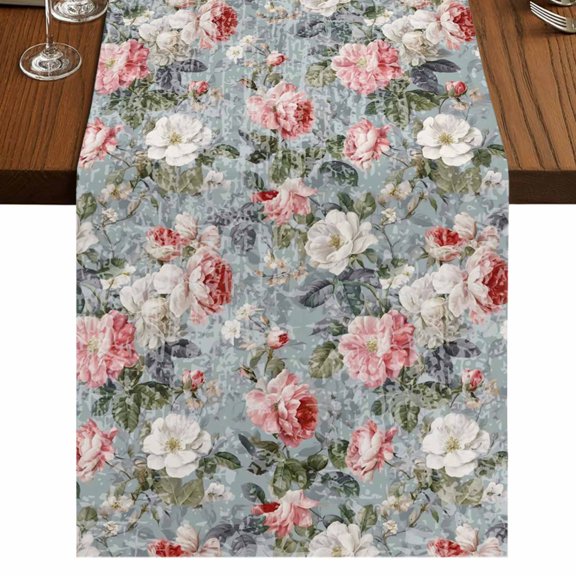 Table Runners 72 Inches Long Dress Scarves, Vintage Spring Floral Farmhouse Kitchen/Dining Table Runner, Coffee Tablerunners, Summer Botanical Watercolor 14x72 Inch