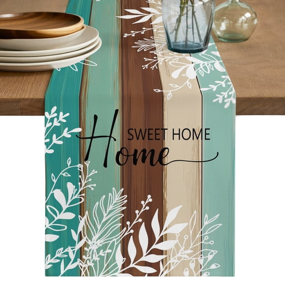 Table Runners 72 Inches Long Dress Scarves, Vintage Teal Turquoise Farmhouse Kitchen/Dining Table Decor Table Runner, Coffee Tablerunners, Farmhouse Florals Leaf Coastal Home 13x72 Inch