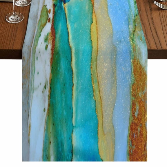 Table Runners 72 Inches Long Dress Scarves, Watercolor Marble Farmhouse Kitchen Table Runner, Coffee Tablerunners, Vintage Abstract Marble Texture 14x72 Inch