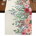 thumbnail image 1 of Table Runners 72 Inches Long Dress Scarves, Watercolor Roses Farmhouse Kitchen Table Runner, Coffee Tablerunners, Spring Flowers Leaves Butterflies Light Beige 14x72 Inch, 1 of 9