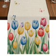 thumbnail image 1 of Table Runners 72 Inches Long Dress Scarves, Watercolor Tulips Farmhouse Kitchen Table Runner, Coffee Tablerunners, Spring Flowers Butterflies Leaves Beige 14x72 Inch, 1 of 9