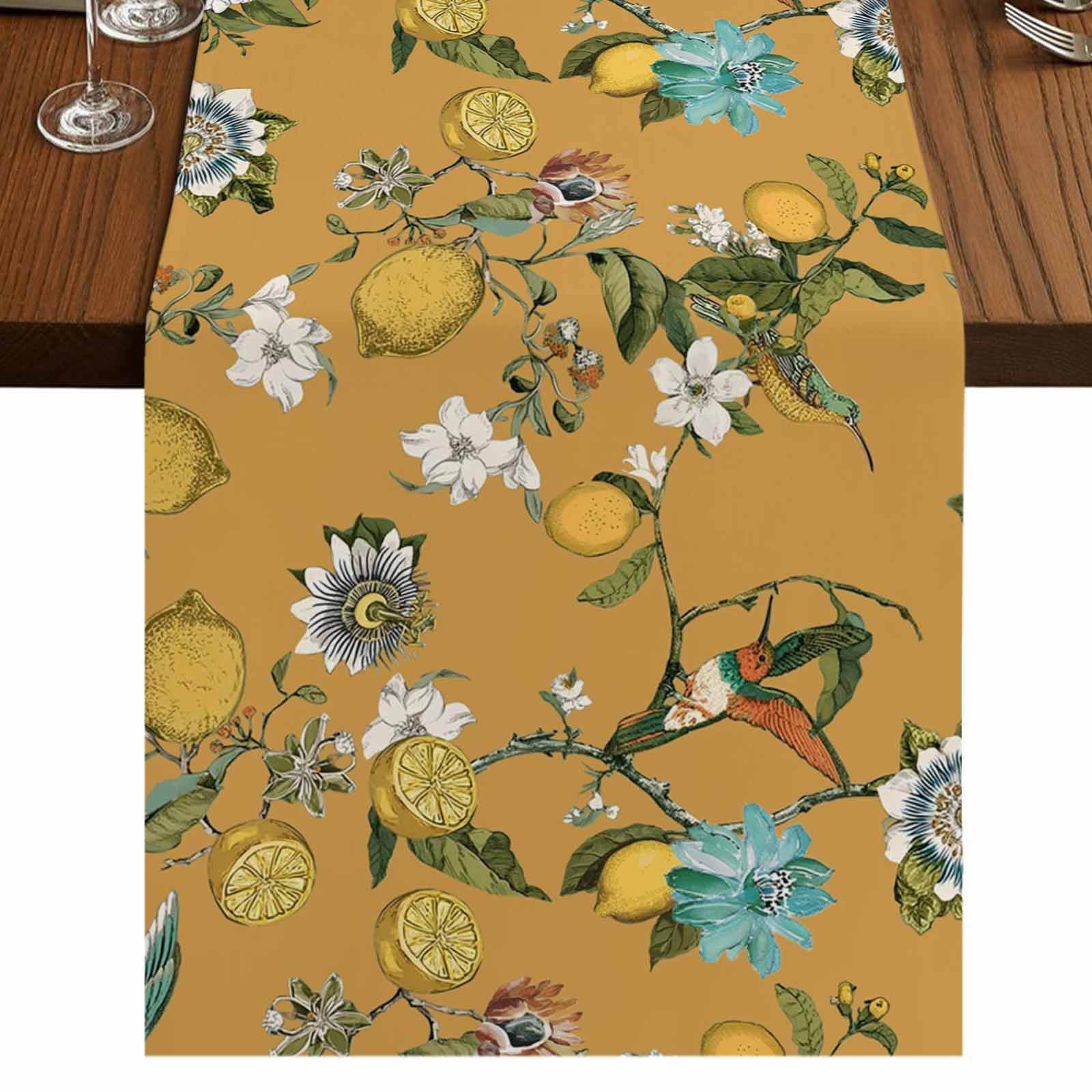 Table Runner Spring Style Table Runners 72 Inches Long Dress Scarves, Yellow Botanical Farmhouse ...