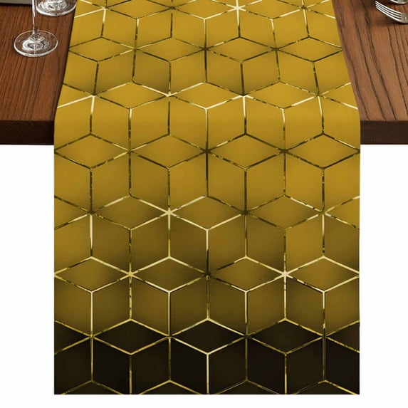 Table Runners 72 Inches Long Dress Scarves, Yellow Geometric Farmhouse Kitchen Table Runner, Coffee Tablerunners, Modern Abstract Art Ombre 14x72 Inch