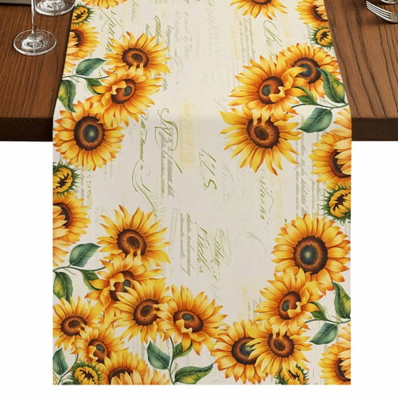 Table Runners 72 Inches Long Dress Scarves, Yellow Sunflowers Farmhouse Kitchen Table Runner, Coffee Tablerunners, Farmhouse Rustic Botanical Floral Plants 16x72 Inch