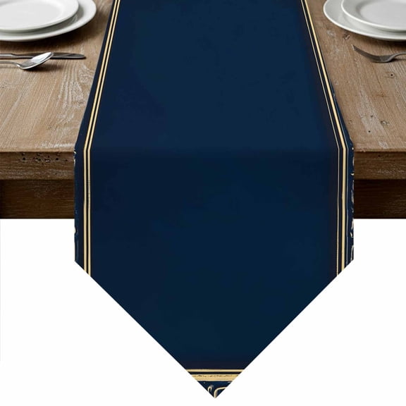 Table Runners 72 Inches Long, Navy Blue Geometric Cotton Linen Kitchen Dining Coffee Table Runner for Party Home Decor, Farmhouse Geo Vintage Abstract Art Tabletop Dresser Scarves Runner 16x72 Inch