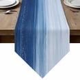 thumbnail image 1 of Table Runners 72 Inches Long, Navy Blue Ombre Cotton Linen Kitchen Dining Coffee Table Runner for Party Home Decor, Modern Abstract Art Ocean Oil Painting Tabletop Dresser Scarves Runner 16x72 Inch, 1 of 9