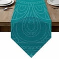 thumbnail image 1 of Table Runners 72 Inches Long, Teal Boho Cotton Linen Kitchen Dining Coffee Table Runner for Party Home Decor, Farmhouse Abstract Geometric Aesthetic Art Tabletop Dresser Scarves Runner 14x72 Inch, 1 of 9