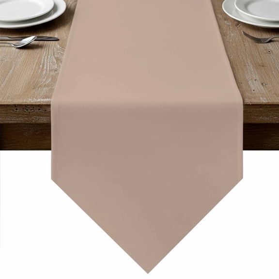 Table Runners 72 Inches Long, Warm Beige Cotton Linen Kitchen Dining Coffee Table Runner for Party Home Decor, Solid Color Farmhouse Beige Tabletop Dresser Scarves Runner Decor 18x72 Inch