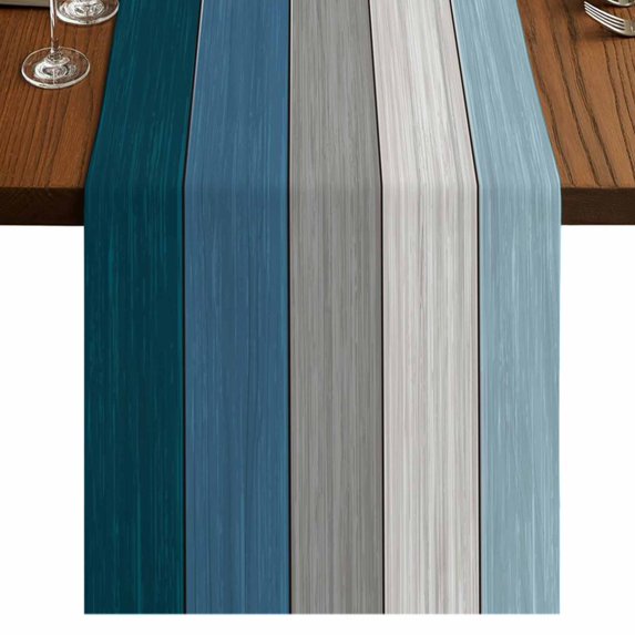 Table Runners 90 Inches Long Dress Scarves, Blue Ombre Wooden Farmhouse Coffee/Dining/Kitchen Table Runner for Living Room, Farmhouse Retro Wood Gradient 13x90 Inch