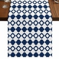 thumbnail image 1 of Table Runners 90 Inches Long Dress Scarves, Bohemia Farmhouse Coffee/Dining/Kitchen Table Runner for Living Room, Minimalist Geometric Pattern Abstract Dark Blue 13x90 Inch, 1 of 9
