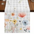 thumbnail image 1 of Table Runners 90 Inches Long Dress Scarves, Botanical Wildflowers Farmhouse Coffee/Dining/Kitchen Table Runner for Living Room, Spring Farmhouse Floral Grey Plaid 13x90 Inch, 1 of 9
