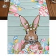 thumbnail image 1 of Table Runners 90 Inches Long Dress Scarves, Bunny Easter Farmhouse Coffee/Dining/Kitchen Table Runner for Living Room, Pink Blue Eggs Tulips Floral Rabbit Wooden 13x90 Inch, 1 of 9