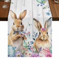thumbnail image 1 of Table Runners 90 Inches Long Dress Scarves, Bunny Easter Farmhouse Coffee/Dining/Kitchen Table Runner for Living Room, Spring Floral Eucalyptus Leaves Weeping Wooden 13x90 Inch, 1 of 9