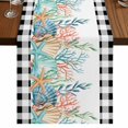 thumbnail image 1 of Table Runners 90 Inches Long Dress Scarves, Coastal Corals Shells Farmhouse Coffee/Dining/Kitchen Table Runner for Living Room, Ocean Marine Life Sstarfish Black Plaid 13x90 Inch, 1 of 9