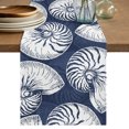 thumbnail image 1 of Table Runners 90 Inches Long Dress Scarves, Coastal Shell Navy Blue Farmhouse Coffee/Dining/Kitchen Table Decor Table Runner for Living Room, Summer Ocean Shell Beach 13x90 Inch, 1 of 9