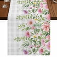 thumbnail image 1 of Table Runners 90 Inches Long Dress Scarves, Colorful Flowers Farmhouse Coffee/Dining/Kitchen Table Runner for Living Room, Spring Floral Leaves Botanical Gray Plaid 13x90 Inch, 1 of 9