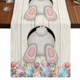 thumbnail image 1 of Table Runners 90 Inches Long Dress Scarves, Easter Bunny Farmhouse Coffee/Dining/Kitchen Table Runner for Living Room, Colorful Eggs Cute Rabbit Grey Country Wooden 13x90 Inch, 1 of 9