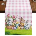 thumbnail image 1 of Table Runners 90 Inches Long Dress Scarves, Easter Bunny Farmhouse Coffee/Dining/Kitchen Table Runner for Living Room, Cute Rabbits Chickens Flowers Country Pink Plaid 13x90 Inch, 1 of 9