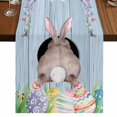 thumbnail image 1 of Table Runners 90 Inches Long Dress Scarves, Easter Bunny Farmhouse Coffee/Dining/Kitchen Table Runner for Living Room, Eggs Cute Rabbit Purple Wooden Grain Rustic 13x90 Inch, 1 of 9