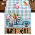thumbnail image 1 of Table Runners 90 Inches Long Dress Scarves, Easter Farmhouse Coffee/Dining/Kitchen Table Runner for Living Room, Blue Truck Eggs Bunny Checkered Farmhouse 13x90 Inch, 1 of 9