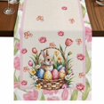 thumbnail image 1 of Table Runners 90 Inches Long Dress Scarves, Easter Farmhouse Coffee/Dining/Kitchen Table Runner for Living Room, Retro Spring Bunny Colorful Eggs Flowers Leaves 13x90 Inch, 1 of 9