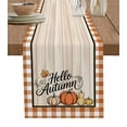 thumbnail image 1 of Table Runners 90 Inches Long Dress Scarves, Fall Pumpkins Farmhouse Coffee/Dining/Kitchen Table Runner for Living Room, Thanksgiving Maple Orange Plaid Farm Wood 13x90 Inch, 1 of 7