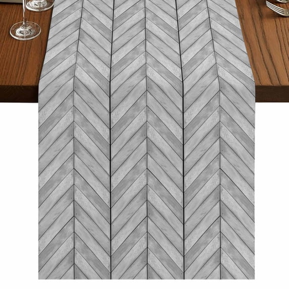 Table Runners 90 Inches Long Dress Scarves, Gray Wood Grain Farmhouse Coffee/Dining/Kitchen Table Runner for Living Room, Retro Minimalist Geometric Art 13x90 Inch