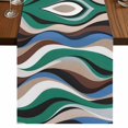 thumbnail image 1 of Table Runners 90 Inches Long Dress Scarves, Green Blue Brown Moire Farmhouse Coffee/Dining/Kitchen Table Runner for Living Room, Modern Abstract Art 13x90 Inch, 1 of 9