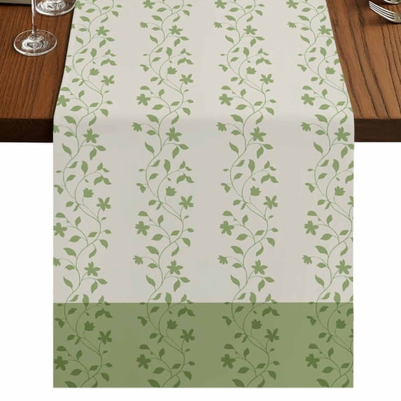 Table Runners 90 Inches Long Dress Scarves, Green Floral Farmhouse Coffee/Dining/Kitchen Table Runner for Living Room, Spring Flowers 13x90 Inch