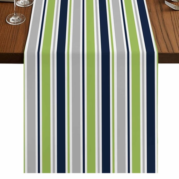 Table Runners 90 Inches Long Dress Scarves, Green Gray Striped Farmhouse Coffee/Dining/Kitchen Table Runner for Living Room, Farmhouse Stripes Modern Abstract Art 13x90 Inch