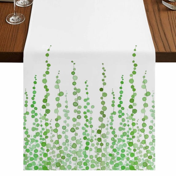 Table Runners 90 Inches Long Dress Scarves, Green Polka Dots Farmhouse Coffee/Dining/Kitchen Table Runner for Living Room, Watercolor Abstract Art 13x90 Inch