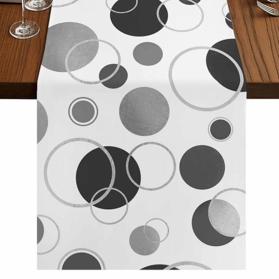 Table Runners 90 Inches Long Dress Scarves, Grey Black Polka Dots Farmhouse Coffee/Dining/Kitchen Table Runner for Living Room, Modern Abstract Art 13x90 Inch